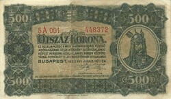 500 korona 1923 Pénzjegynyomda 1.