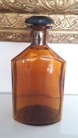 Old 21 cm amber stoppered apothecary bottle