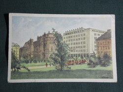 Postcard, Budapest, Molotov Square, István Zádor graphics, etching