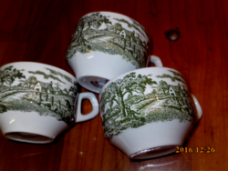 3 green cups with English scenes