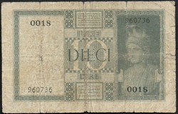 D - 009 - foreign banknotes: 1935 Italy, 10 lira