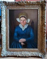 Úri hölgy portréja festmény, 1880-1900. körüli, olaj vászon, kerettel: 82 x 66 cm, jelzés nélkül