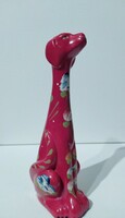 Olasz kézzel festett virágos piros kerámia kutya