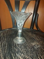 Crystal vase with silver base, 14 cm high