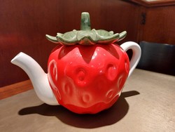 Cheerful strawberry teapot, large