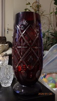Burgundy lead crystal vase
