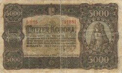 5000 Korona 1923 original condition without printing place