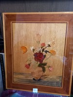 Flower in a vase - intarsia wall picture