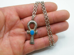 Uk0111 Egyptian Ankh Cross Silver Pendant and Necklace 925