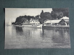 Postcard, Siófok boat station, port, detail, pleasure boat, sailing