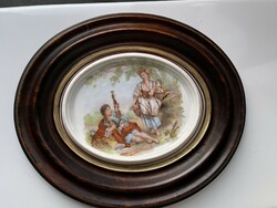 A beautiful oval porcelain picture with a baroque scene, I think it is Viennese.