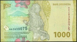 D - 007 -  Külföldi bankjegyek: 2022 Indonézia, 1000 rúpia