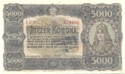 5000 Korona 1923 banknote press restored stamped
