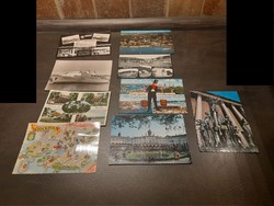 Postcards from European cities, Stockholm, Hamburg, Copenhagen, Einhofen and a black and white ship in one
