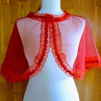 Wedding bol15 - elegant red bolero with lace edge, cape