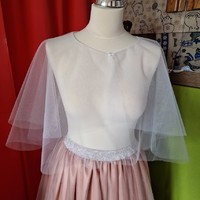Wedding bol100 - elegant snow-white bridal bolero with buttons, cape