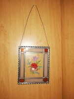 Flower pattern stained glass wall picture 18*22 cm (b)