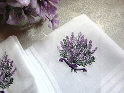 2 lavender textile handkerchiefs