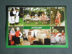 Postcard, cap, follow the field, wait, bank, Acsa, Swabian, old clothes, fashion, Hungarian folk costume,