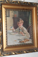 Antique oil print in a nice frame 561