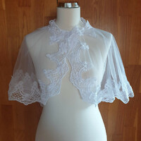 Wedding bol14 - elegant 95mm lace snow white bolero, cape