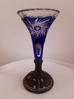 Lead crystal vase on a silver-plated base