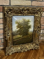 Landscape in blonde frame with mmg signature