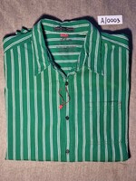 S.Oliver Zöld és fehér hosszanti csíkos lekerekített aljú divatos hosszú ujjú férfi ing.
