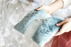 Gray-blue fur ring pillow