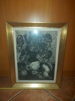 Scultéti éva etching, in a nice frame