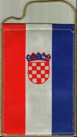 Asztali zászló = HORVÁTORSZÁG (textil, 14,5 x 23,5 cm, kétoldalas)