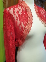 Wedding bol29 - elegant long sleeve red lace bolero - with red lace edge