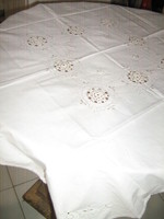 Beautiful handmade crocheted embroidered azure toledo pale beige tablecloth