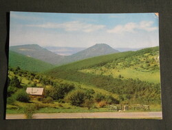 Postcard, Mátra landscape, forest, tourist house