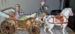 Baroque porcelain horse tooth with carriage