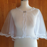 Wedding bol09 - elegant snow-white bolero with lace edge, cape