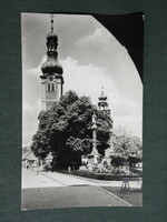 Postcard, kőszeg, detail of Jurisics square, church, Holy Trinity statue