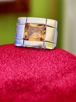Stunning silver ring, embellished with a synthetic citrine stone