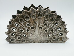 Uk00122 retro silver plated peacock napkin holder large scale vintage