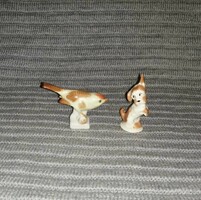 2 aquincum mini porcelain figurines in one, dog, bird (1)