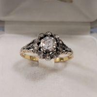 Antique 14k daisy gold women's diamond ring 2.84 g