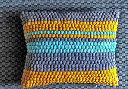 Unique crocheted colorful decorative pillow