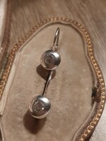 Old silver buton earrings with zircons
