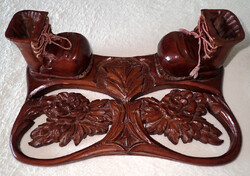 Hand Carved Marked Wood Ink Holder Pen Holder Spice Holder Jewelry Holder Boot Carving Wood Carving