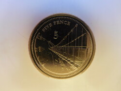 Gibraltár 5 penny 2020 VF  Windsor Bridge