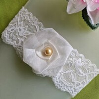 Wedding hak63 - 60mm ecru, organza floral lace garter, thigh lace