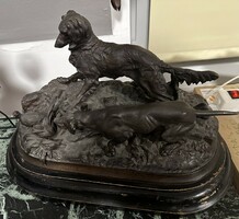 Bronze hunting dogs on wooden bases