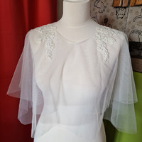 Wedding bol77 - elegant snow-white lace decorated bolero, cape