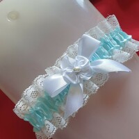 Wedding hak13 - 60mm light blue, white lace garter, thigh lace