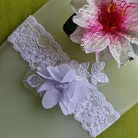 Wedding hak62 - 43mm 3d floral snow white lace garter, thigh lace